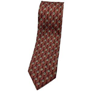ERMENEGILDO ZEGNA Men's Silk Necktie LUXURY Tie Salmon Floral W:3.7" EUC